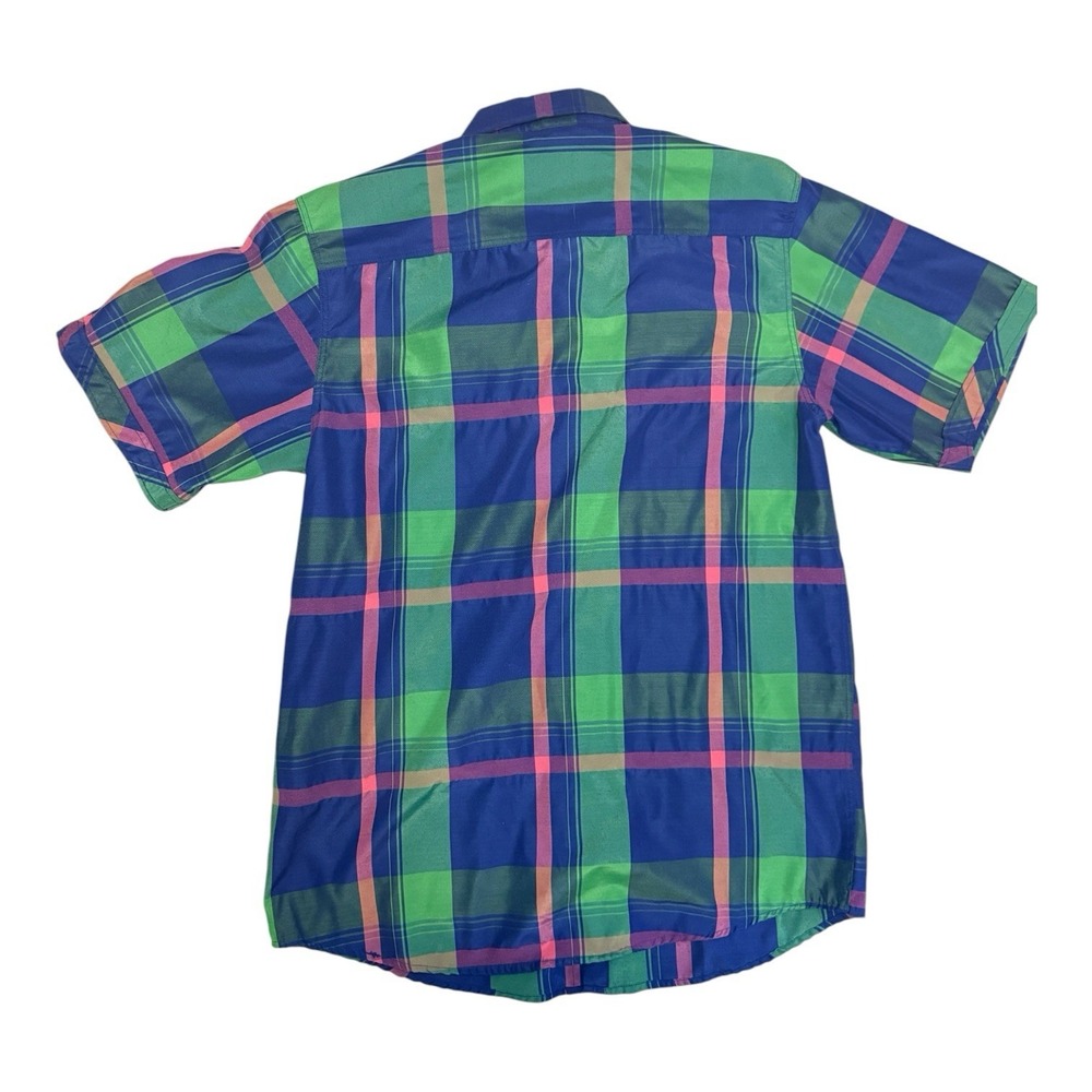 Red Ape Men's XL Plaid Short Sleeve Button-Up Shirt Blue/Green Y2K Hip Hop - Picture 2 of 5